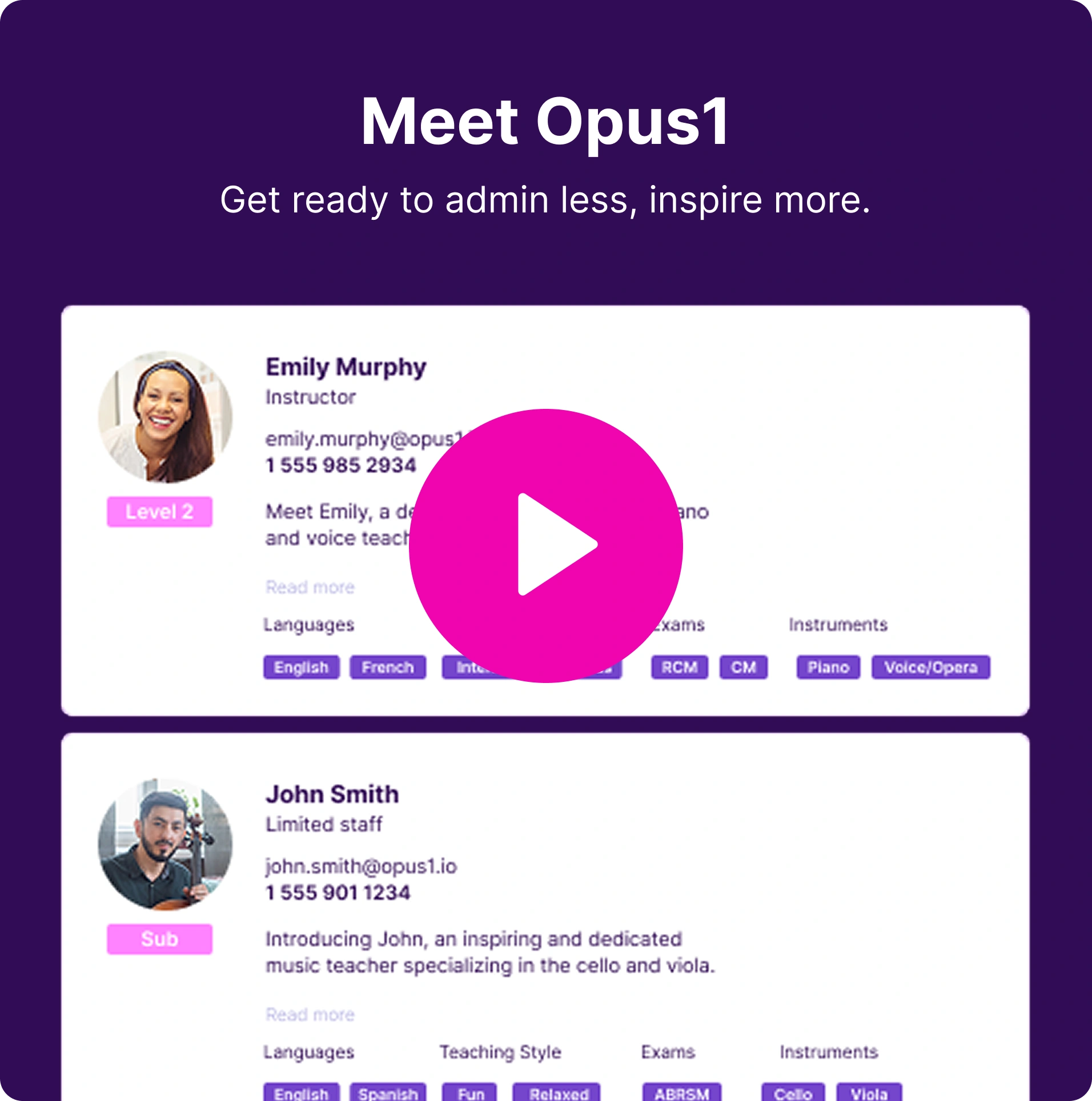 Play button overlay on Opus1 product images