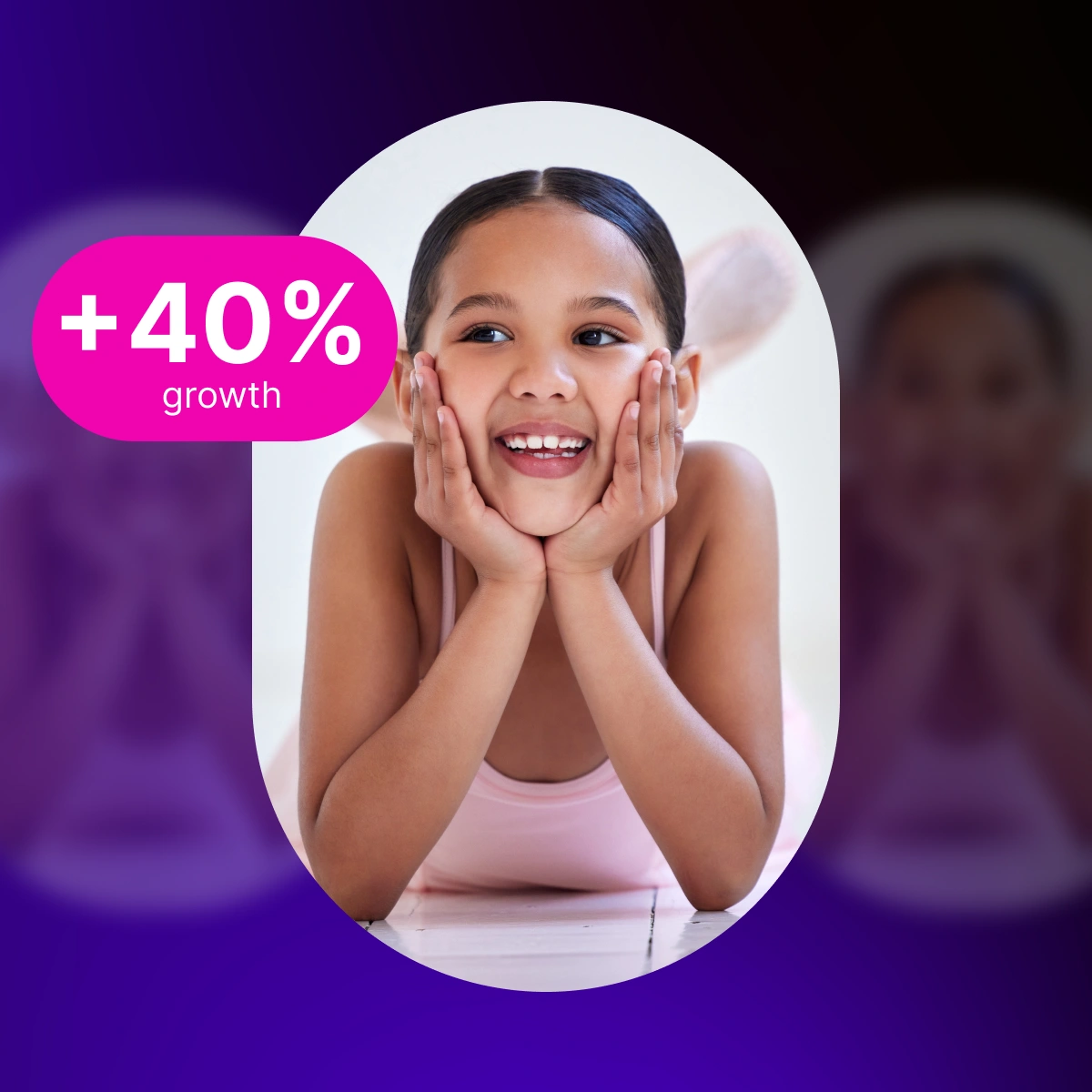 Happy child with plus 40% growth sign - Opus1: Everything You Need to Run Your School in One Place
